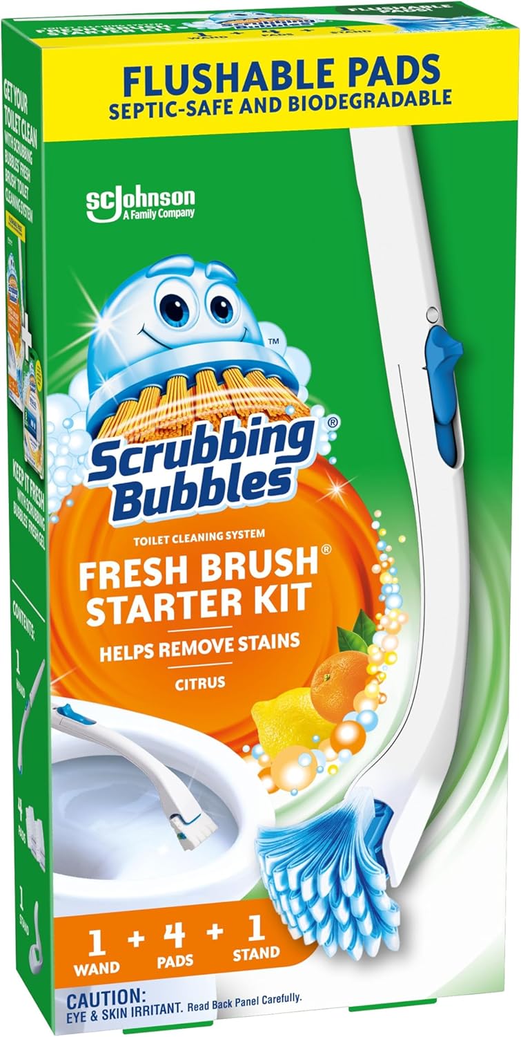Scrubbing Bubbles Flushable Toilet Bowl Wand Cleaner Refills, Fresh Brush Cleaner Toilet Refill Pads, Removes Limescale & Odors, Citrus Scent, 20 Count (Pack of 1)