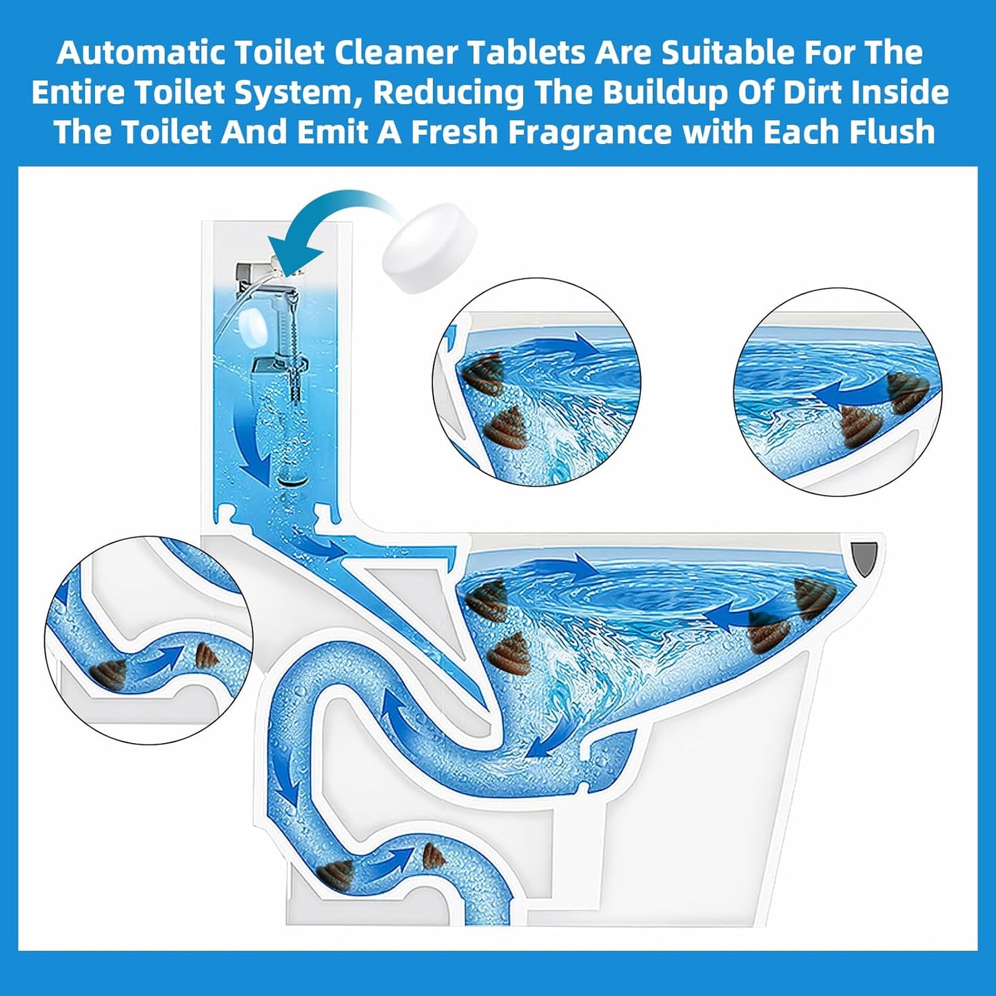 G · PEH 40 Pack Toilet Bowl Cleaner Tablets, Automatic Toilet Bowl Cleaners Effortless Maintenance for High-Traffic & Residential Bathrooms, Fresh Toilet Deep Cleaning Limescale
