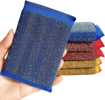 Kitchen Sponges for Dishes Steel Wool Scrubber Sponges for Kitchen Heavy Duty Non-Scratch Scrubbing Cleaner (6 Pack) (Colours)