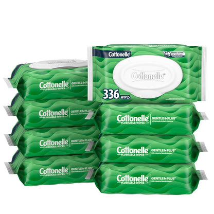 Cottonelle Fragrance Free Flushable Wet Wipes, Adult Wet Wipes, 2 Flip-Top Packs, 42 Wipes Per Pack