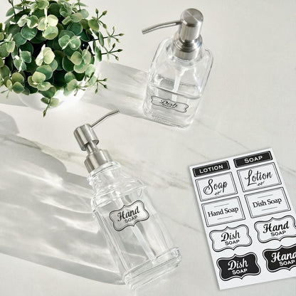 JASAI 2Pack Glass Soap Dispenser with Black Rust Proof Pump, Refillable Dish Soap Dispenser with for Kitchen and Bathroom.