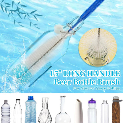 6 Pack Bottle Brush Cleaner Set, Long Handle Stainless Steel Water Bottle Cleaner Brush for Washing Sport Bottles, Narrow Neck Bottle, Baby Bottles, Dish, Flask, Straw, Cup Cover