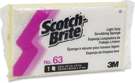 Scotch-Brite, MMM08251, Light-Duty Scrub Sponge, 20 / Carton, Yellow,White