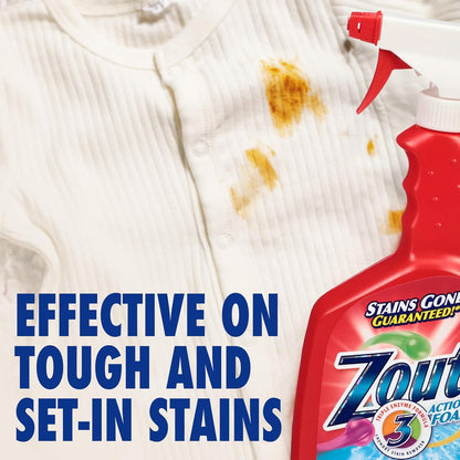 Zout Laundry Stain Remover Spray, Triple Enzyme Formula Removes the Toughest Stains, Made in the USA, 22 Ounce Bottles, 2-Pack