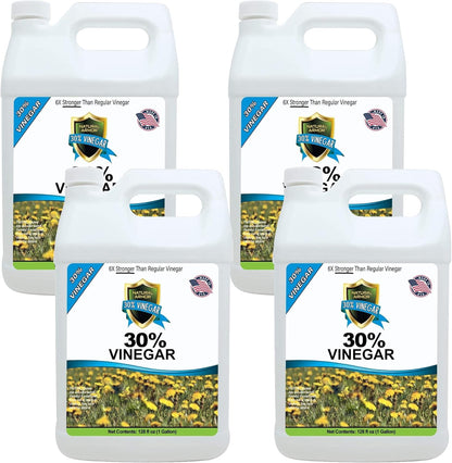 Natural Armor 30% Vinegar Industrial Strength Cleaning Agent Concentrate - 6X Stronger Than Regular Vinegar (128 Oz Gallon)