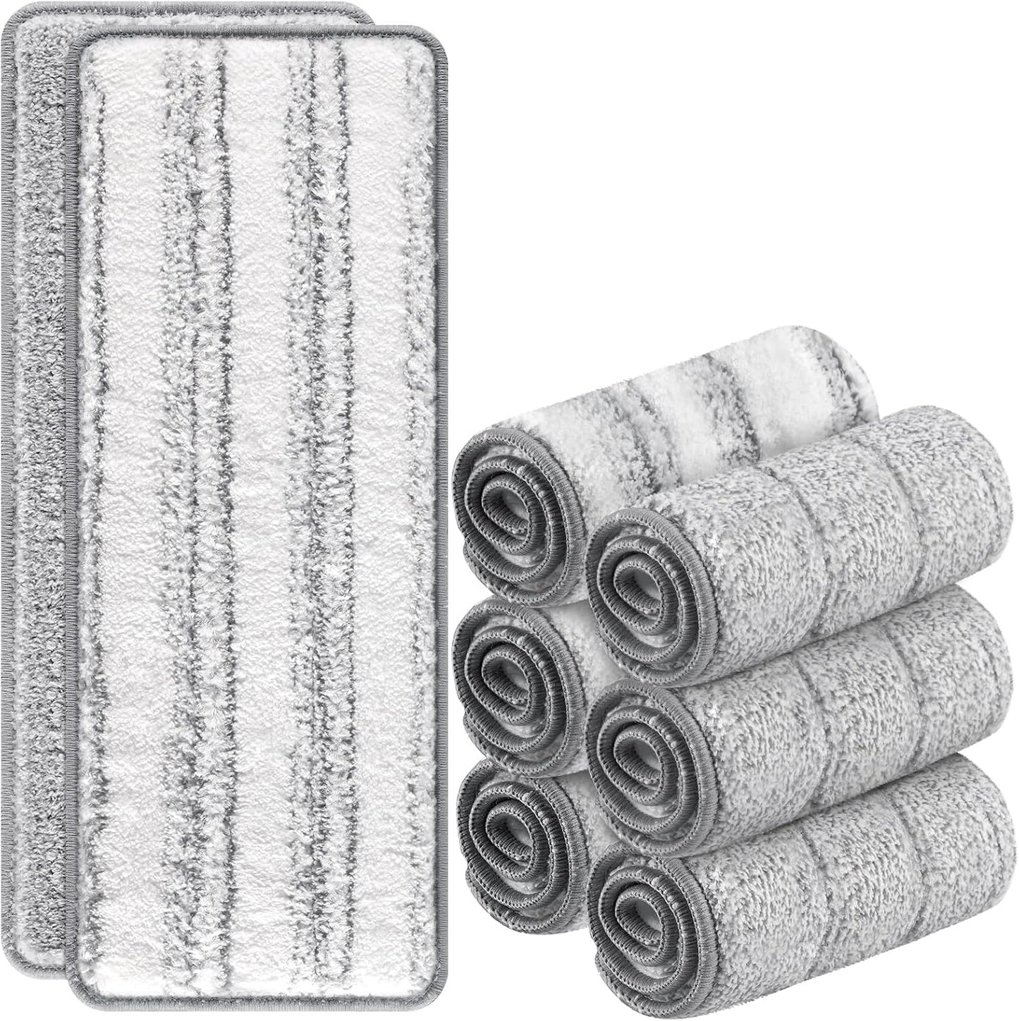 Flat Mop Head Replacement Pads Compatible with Joy-MOOP Mop and Bucket Set, Reusable Washable Squeeze Microfiber Mop Refills for Oshang Bosheng Mop - 13" X 4.9", Grey Only