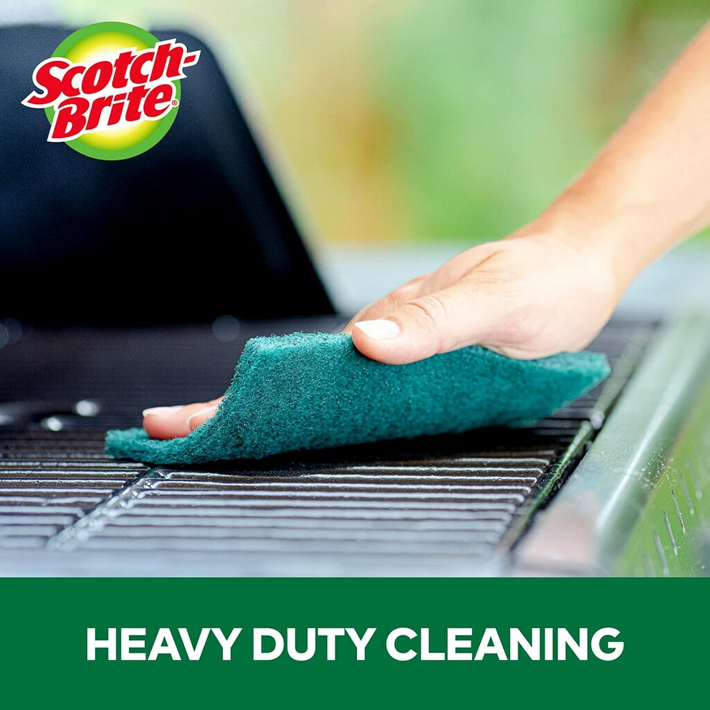 Scotch-Brite Heavy Duty Scouring Pad, Dish Scrubber for Kitchen + Outdoor, 8 Scrub Pads for Uncoated Pots and Pans, Cast Iron Cooktops, Grill Grates, Oven Racks, & BBQ, Durable, Long-Lasting