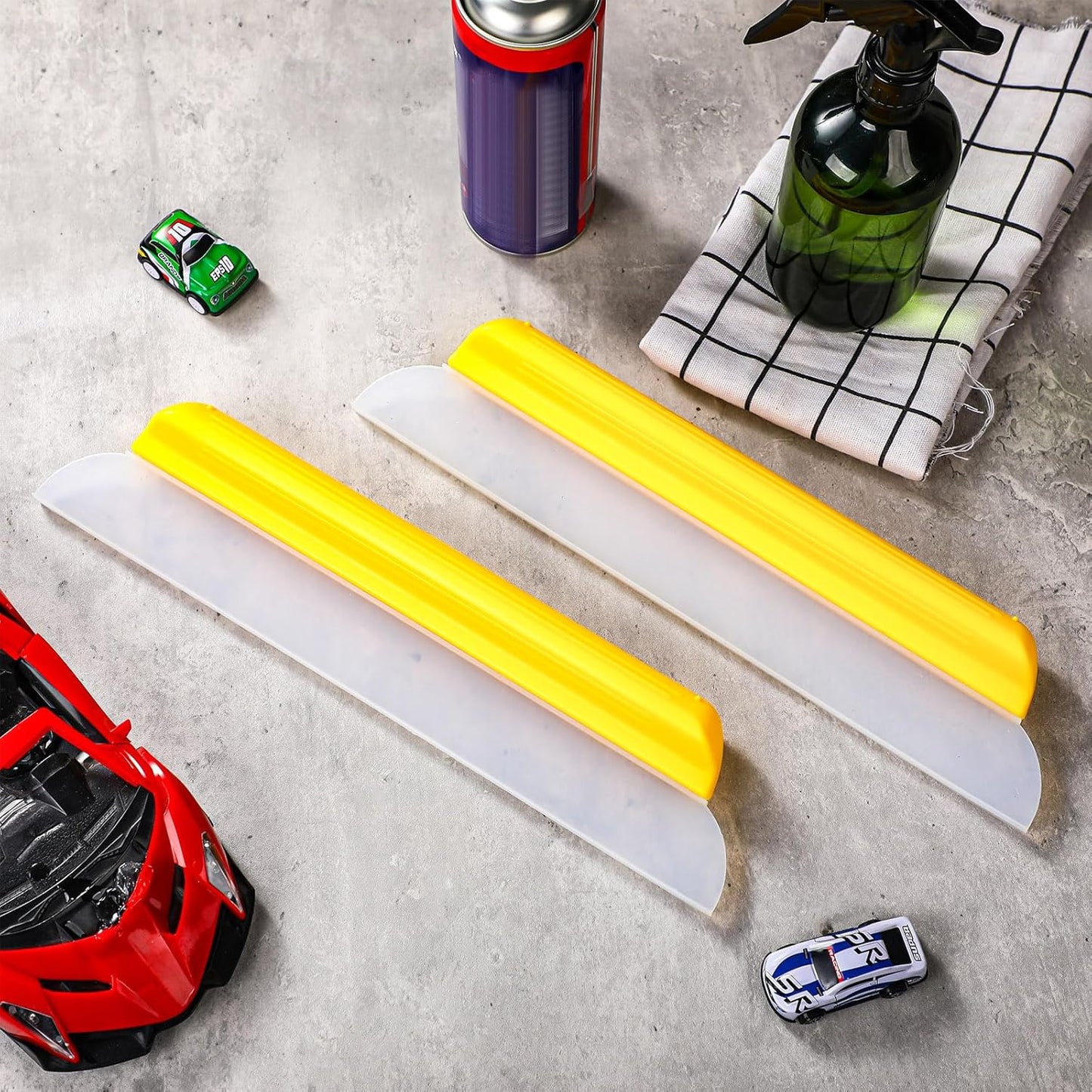 4 Pack 14 inch Car Drying Squeegee Longer Silicone Automotive Water Wiper Flexible Auto T-Bar Rubber Blade for Car Windshield Glass Window Bathroom Shower Squeegees Wash Tool (Yellow)