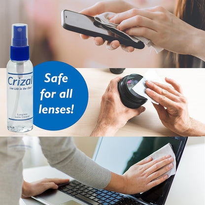 Crizal Eyeglass Lens Cleaning Solution – 4 Pack – Safe for AR-Coated Lenses – Designed & Tested by The AR Coating Experts