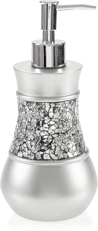 Creative Scents Crackled Glass Toilet Brush with Holder - Silver Toilet Bowl Cleaner Brush and Holder - Good Grip, Deep Cleaning, Decorative Design Compact Toilet Bowl Scrubber