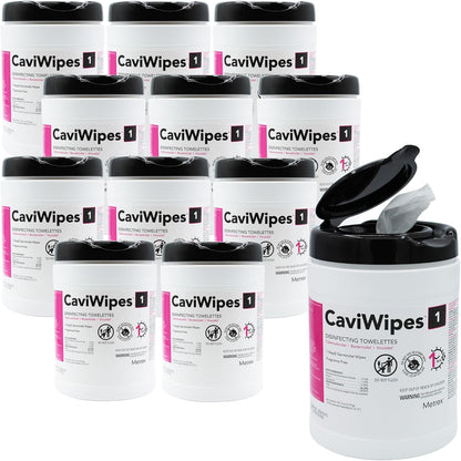 Metrex CaviWipes1 XL Surface Disinfectant Towelettes – Durable Non-Woven Disinfecting Wipes for Hard, Non-Porous Surfaces, Pre-Saturated with CaviCide1 – 9" x 12", 65 Wipes per Canister (Pack of 1)