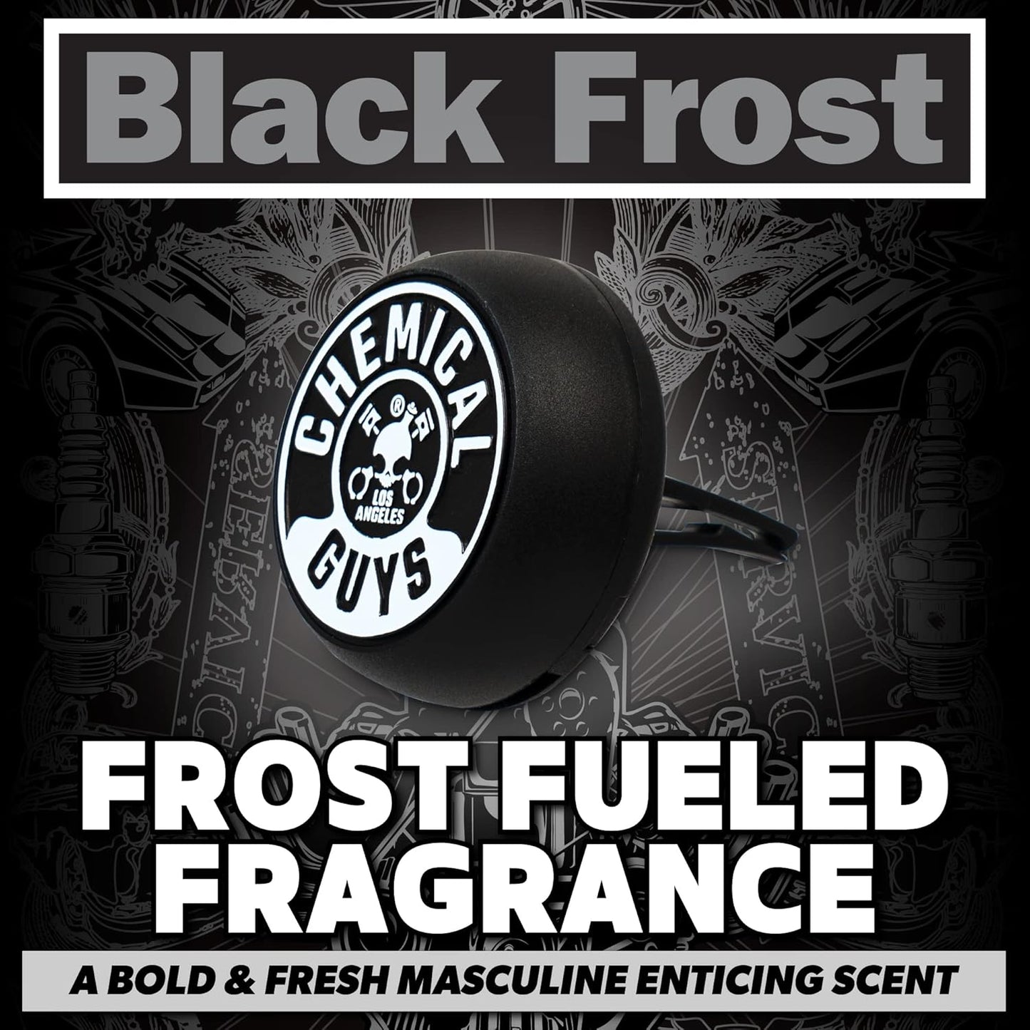 Chemical Guys Black Frost Air Premium Car Air Freshener Spray & Odor Eliminator - Crisp Masculine Scent Spray for Trucks, SUVs, RVs, and Motorcycles - Use in Home, Office, or Garage, 16 oz Bottle