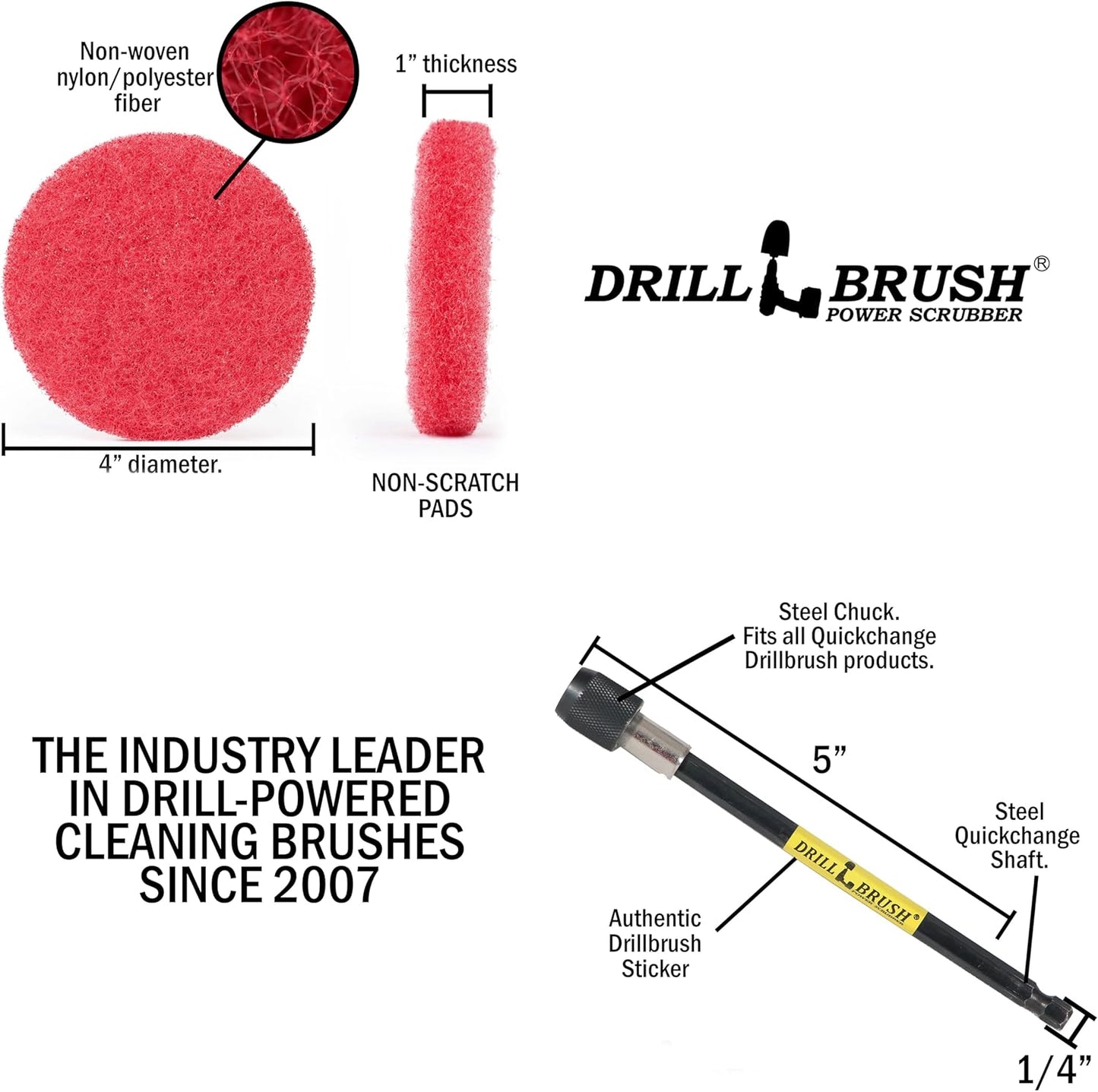 Drill Scrubber - Drill Brush Power Scrubber Pads - Bathroom - Drill Pad Attachments - Cleaning Pads - Shower Door - Baseboard - Bathroom Sink - Shower Cleaner - Flooring - Hard Water Stain Remover