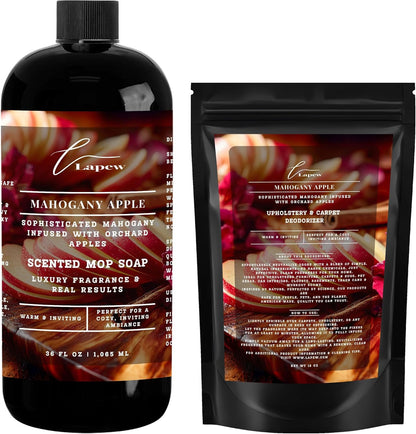 Lapew Black Sea Scented Cleaning Bundle | Carpet Deodorizer Powder (16 oz) & Mop Soap Concentrate (36 oz) | Pet-Friendly Odor Eliminator - Colors B