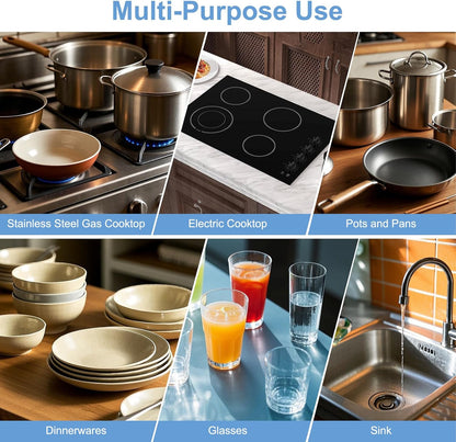 6PCS Non-Scratch Dish Scrubber for Kitchen,Reusable Cleaning Pads for Non Stick Frying Pans, Scouring Pad,Dishwasher Safe,Soft Dish Sponges for Washing Dishes, Scratch-Free Glass Cooktop Pads