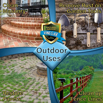 Natural Armor 30% Vinegar Industrial Strength Cleaning Agent Concentrate - 6X Stronger Than Regular Vinegar (128 Oz Gallon)