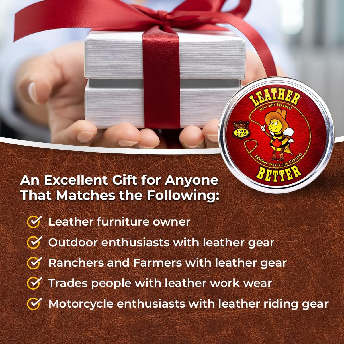 Leather Better Natural Leather Furniture Conditioner - for Boots, Shoes, Purses, Car Seats, Jackets, and Couches/Restore Moisture and Prevent Cracking / 10.04 oz