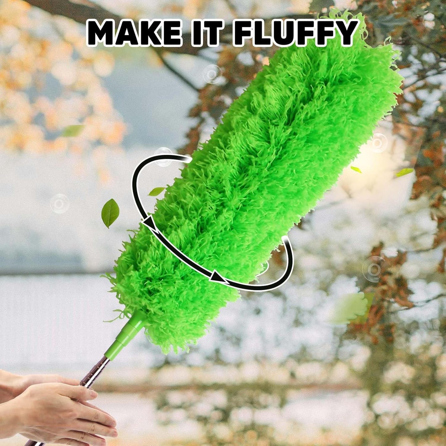 Cobweb Duster with Extension Pole, Bafezoze Ceiling Fan Duster with Long Handle, Spider Web Brush Flat Duster for Under Appliances High Ceilings Outdoor