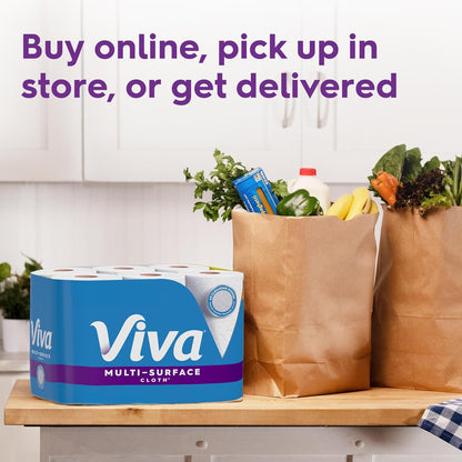 Viva Multi-Surface Cloth Paper Towels, Choose-A-Sheet Size, 12 Triple Rolls, 165 Sheets per Roll (Packaging May Vary)