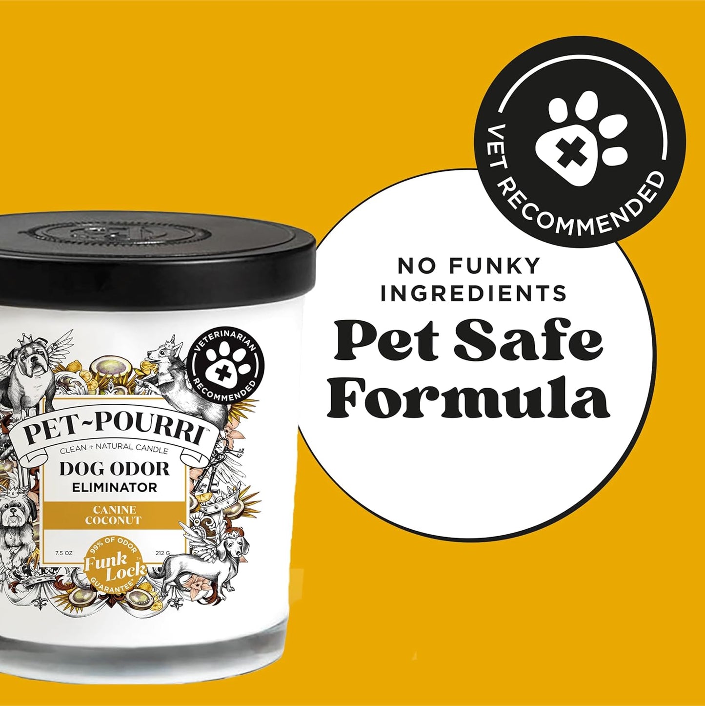 Pet-Pourri Pawsitively Fresh Pet Odor Deodorizer Candle, Burns Up to 45 Hours, Aromatherapy & Air Freshener with Essential Oils, Plant Based Ingredients & Wax, Vet Approved, Jasmine Pear Scent