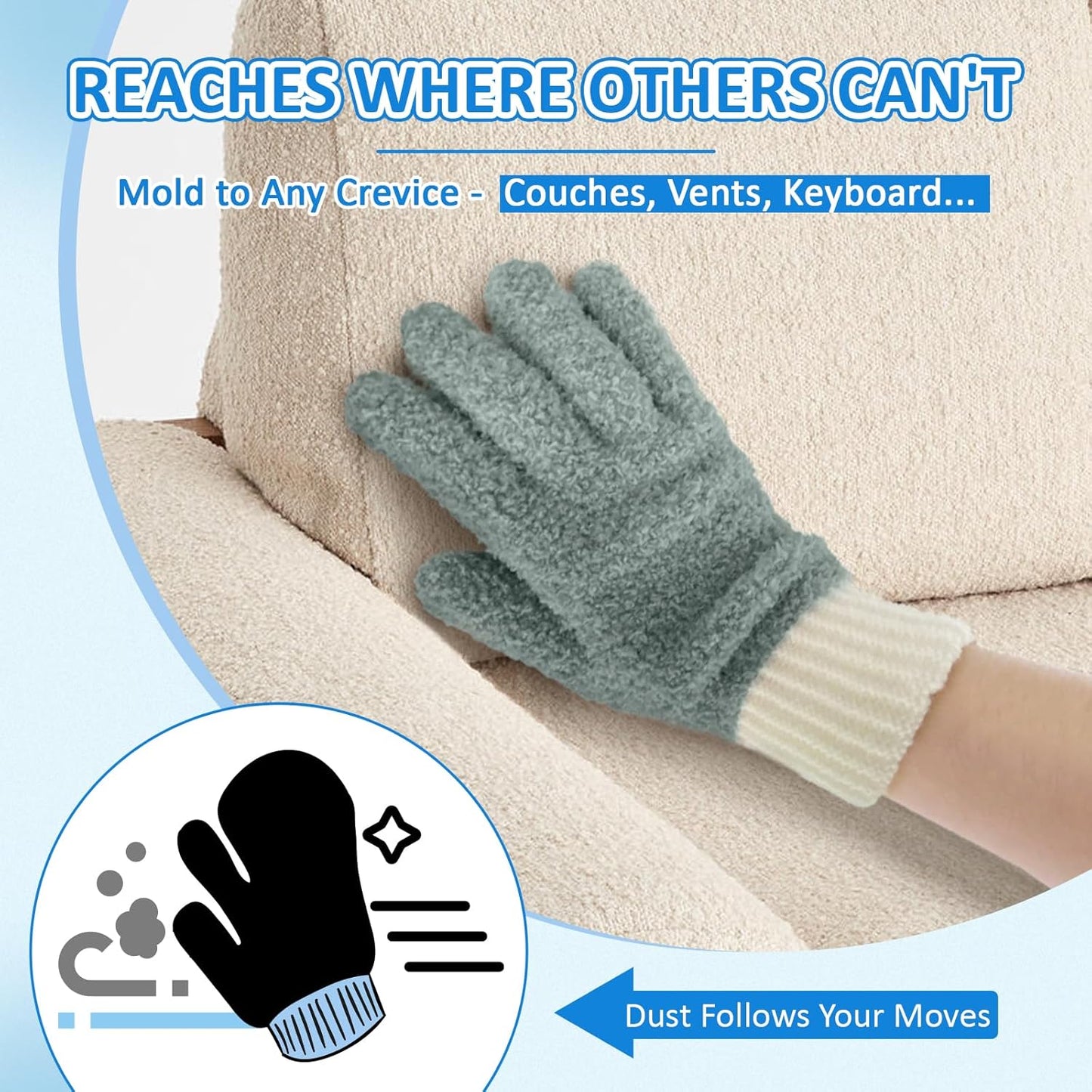 MIG4U Microfiber Dusting Gloves House Cleaning Glove for Blinds, Windows, Shutters, Furniture, and Car, Reusable Lint-Free Pink 1 Pair S/M