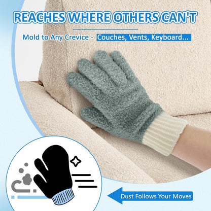 MIG4U Microfiber Dusting Gloves House Cleaning Glove for Blinds, Windows, Shutters, Furniture, and Car, Reusable Lint-Free Pink 1 Pair S/M