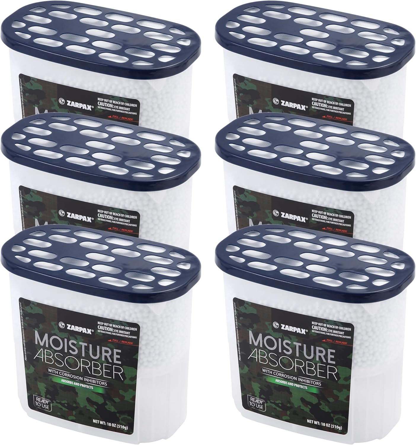 ZARPAX Moisture Absorber Activated Charcoal 10.5 oz/300g | Removes Moisture, Damp, Humidity & Odors | Odor Absorber | Moisture Trap for Bathroom, Closet, Kitchen & Small Spaces | Set of 6