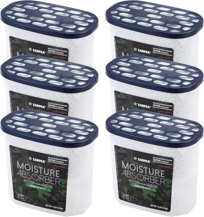 ZARPAX Moisture Absorber Activated Charcoal 10.5 oz/300g | Removes Moisture, Damp, Humidity & Odors | Odor Absorber | Moisture Trap for Bathroom, Closet, Kitchen & Small Spaces | Set of 6