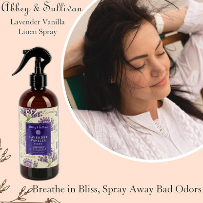 Abbey & Sullivan Linen Spray, Lavender Vanilla, Fabric Freshener and Odor Eliminator, Pack of 2, 16 oz