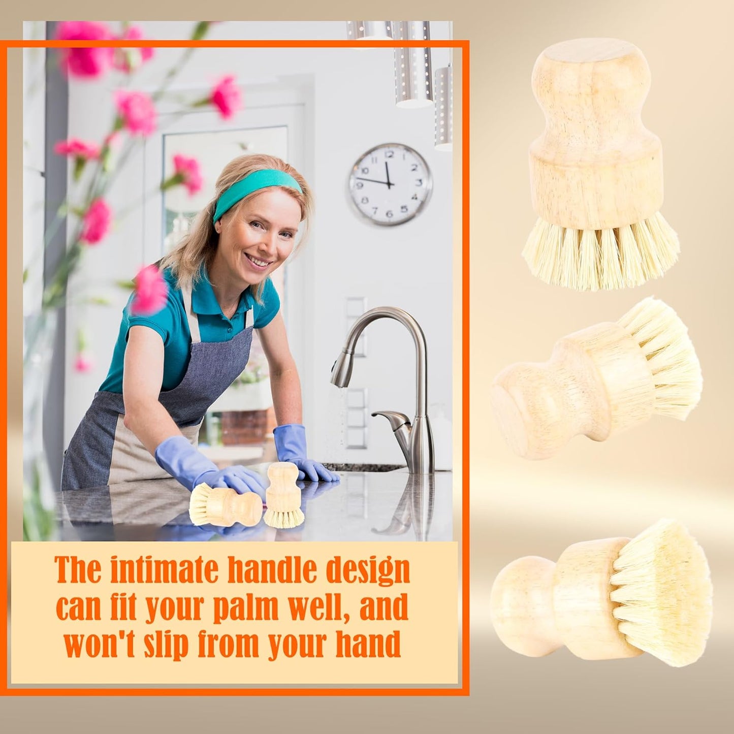 16 Pack Bamboo Dish Scrub Brushes Set Kitchen Pot Pans Cleaning Brushes Scrubber Sisal Bristles Wooden Brushes for Iron Pot Dishwashing Sink Vegetables