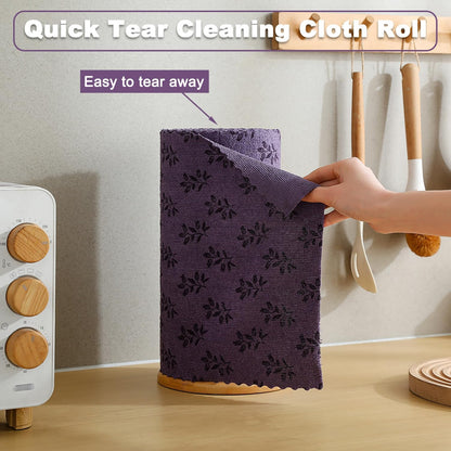 Microfiber Cleaning Cloth Roll,80 Pack Cleaning Towels,Lint Free Rags Paper Towels & Tear Away Reusable Towels,Washable Shop Rags Floral Wipe Cloth,Wash Cloths Dish Rags for Car Kitchen Window