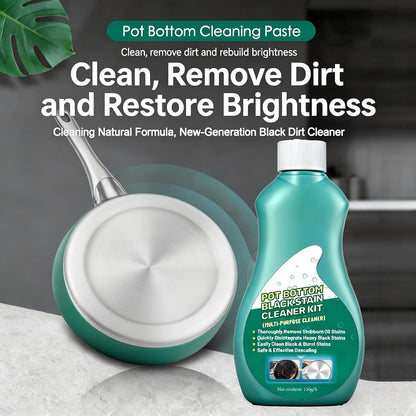 Pot Bottom Black Stain Cleaner Kit, Multi-purpose Oil Stain Remover, Pot and Pan Bottom Cleaning Paste,Powerful Kitchenware Cleaner, Cooktop Pot Cleaner Effortless for Burned Cookware (150g) (1)