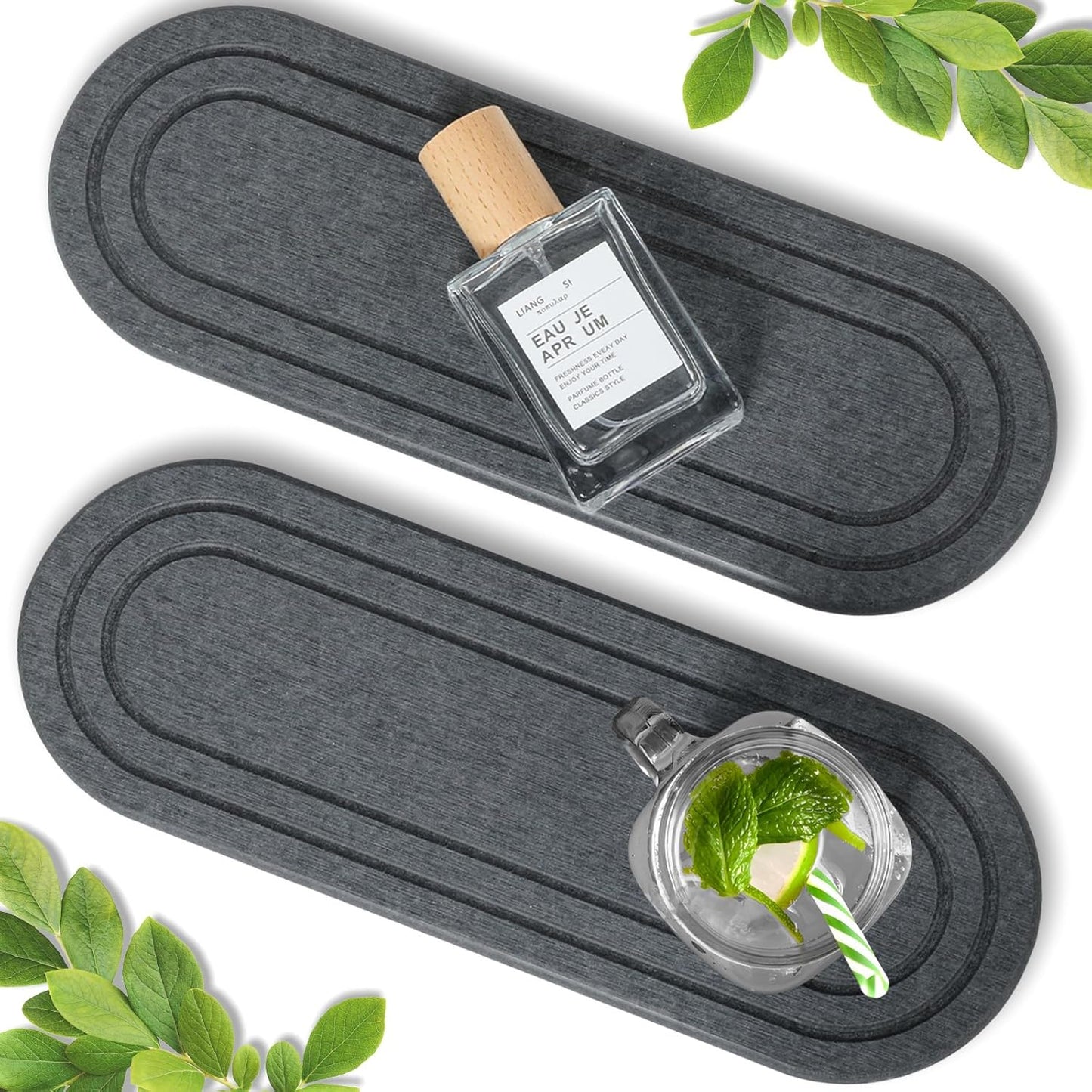 3PCS Water Absorbing Stone Tray, Fast Drying Stone Sink Tray, Stones Soap Trays, Water Absorbent Diatomite Trays, Diatomite Coasters for Kitchen Sink Bathroom Counter, Hand Soap Dish & Holders