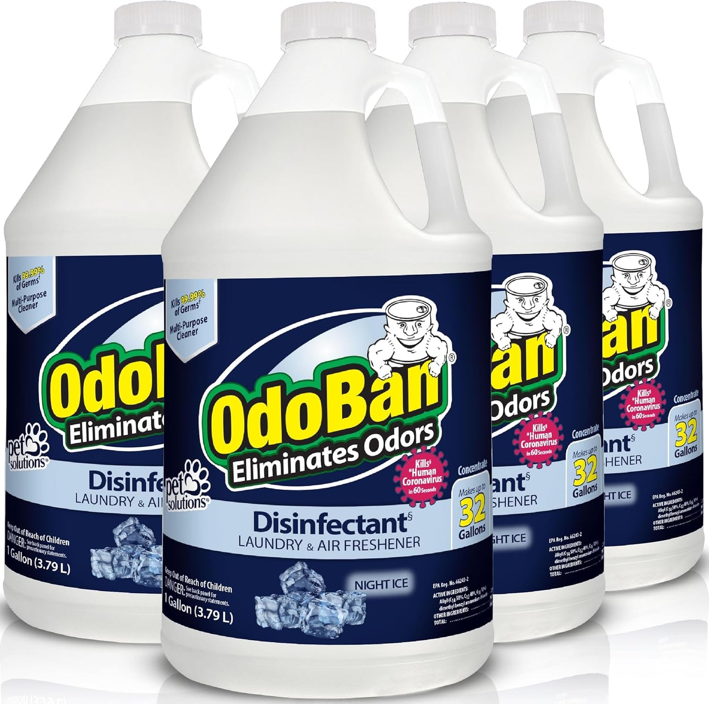 OdoBan Disinfectant Concentrate and Odor Eliminator, Made in the USA, Night Ice Scent, 2 Gallons