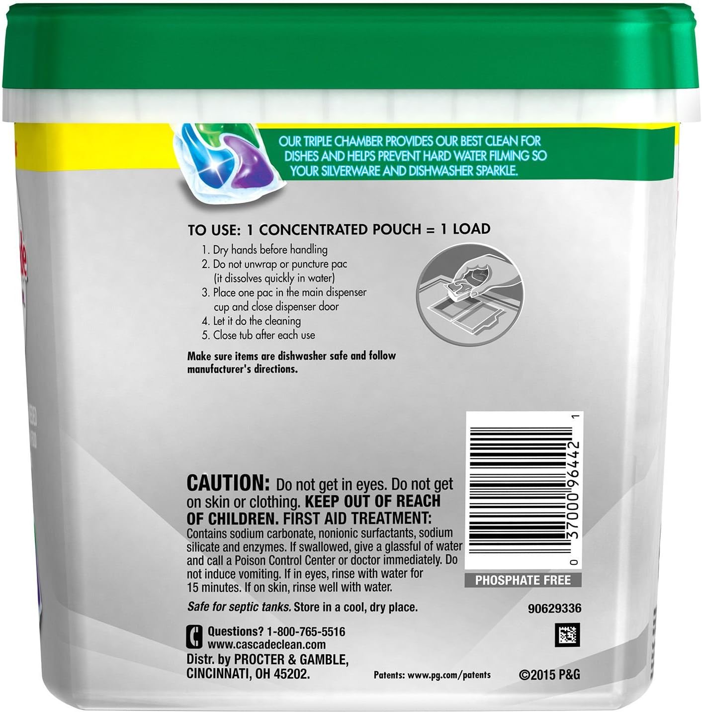 Cascade Platinum Power Boost Dishwasher Pods, Dishwasher Detergent, Dishwasher Soap, Dish Tabs, Dishwashing Tablets, Dish Detergent, Lemon, Actionpacs, 37 Count