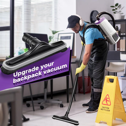 Replacement Floor Tool Compatible with ProTeam 101446 E-Z Glide Backpack Vacuums 10 QT & 6 QT, 14" Hard Floor Tool Compatible with Commercial Cleaners(Brush with Scalloped Edges,Gray)