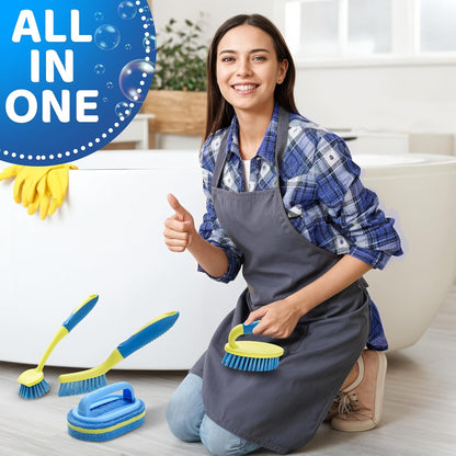 KOKSI Cleaning Brush for Bathroom Kitchen Bathtub Toilet Cleaner All Purpose Shower Sponge Scrubbing Brush with Ergonomic Handle