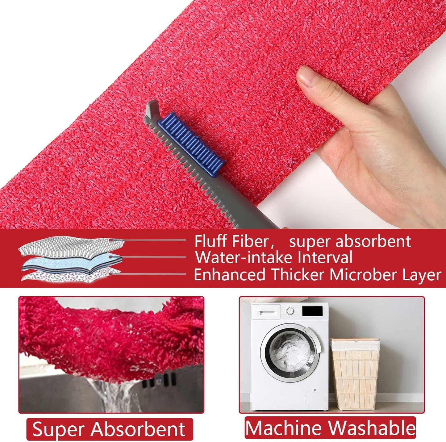 Mops for Floor Cleaning, Wet and Dry Spray Mop with Refillable Spray Bottle and 3 Washable Microfiber Pads Home or Commercial Use Flat Mop for Hardwood Laminate Wood Ceramic, Purple