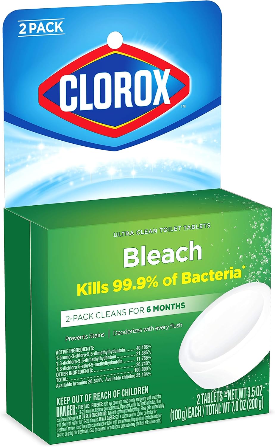 Clorox Ultra Clean Toilet Tablets Bleach 4 Count, 3.5 Ounces Each (Package May Vary)