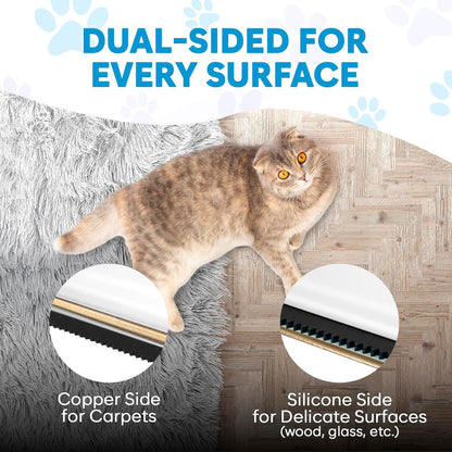 Carpet Rake for Pet Hair Removal – Carpet Scraper & Pet Fur Rake – Dog & Cat - Animal Fur Broom for Rugs & Furniture with Adjustable Lengths - Blue