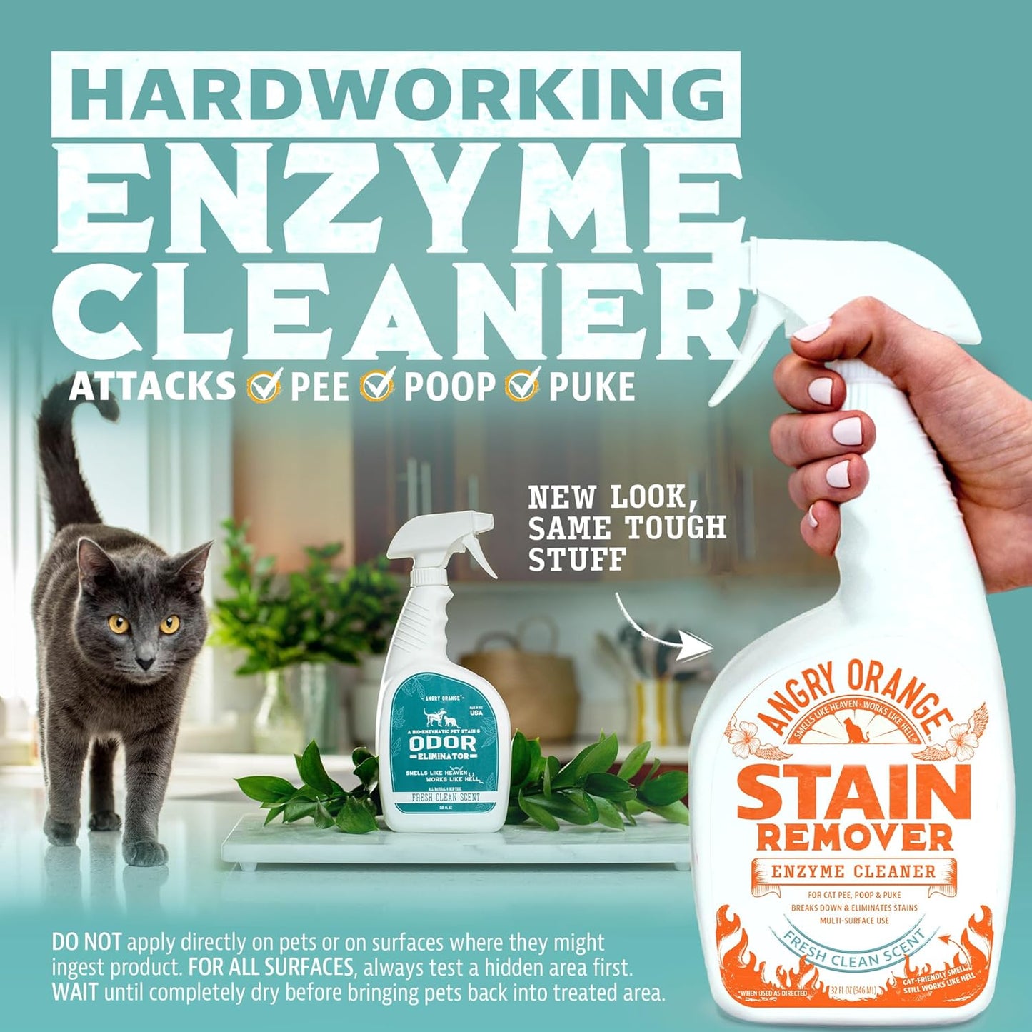 ANGRY ORANGE Stain & Odor Remover - 32oz Pet Urine Enzyme Cleaner - Enzymatic Dog & Cat Pee Destroyer and Odor Eliminator - NEW Orange Rush Scent Cleaning Solution for Home