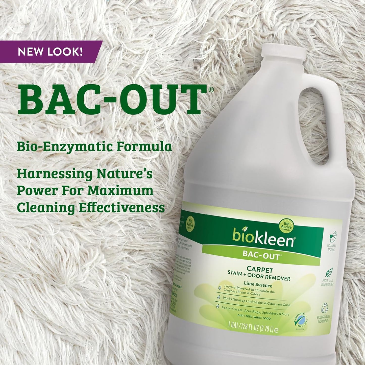 Biokleen Bac-Out Enzyme Cleaner Spray and Stain & Odor Remover for Pet Stains, Laundry, Diapers, Wine, Carpets, & More, Eco-Friendly, Non-Toxic, Lime Scent, 32 Ounces