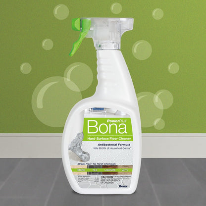 Bona PowerPlus Multi-Surface Floor Deep Cleaner Spray - 32 fl oz - Refillable - Antibacterial Floor Cleaning Solution for Stone, Tile, Laminate, and Vinyl Floors