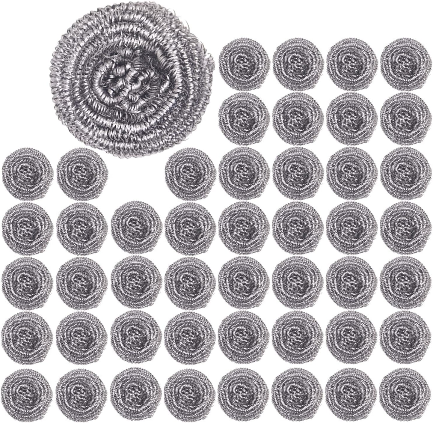 48 Pack Stainless Steel Scourers Sponges by XXJXING,Steel Wool scrubbers for stoves, pots, Cooker Hoods, etc. that are Difficult to Clean (48 Pack-10 Gram)