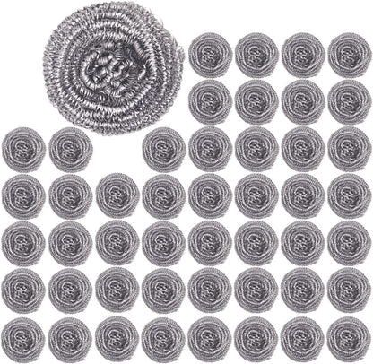 48 Pack Stainless Steel Scourers Sponges by XXJXING,Steel Wool scrubbers for stoves, pots, Cooker Hoods, etc. that are Difficult to Clean (48 Pack-10 Gram)