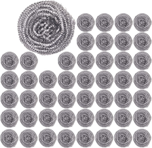 48 Pack Stainless Steel Scourers Sponges by XXJXING,Steel Wool scrubbers for stoves, pots, Cooker Hoods, etc. that are Difficult to Clean (48 Pack-10 Gram)