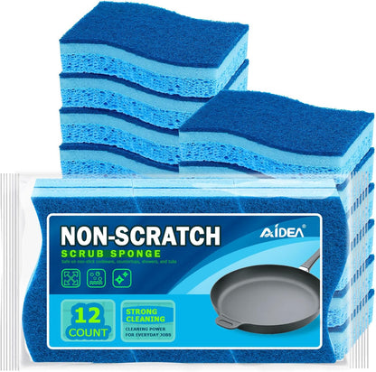 AIDEA XL Sponges Kitchen, 12Count, Non-Scratch Dish Sponges, Large Natural Sponge for Non Stick Cookware, Cellulose Cleaning Sponge for Dishes, Bathroom, Household