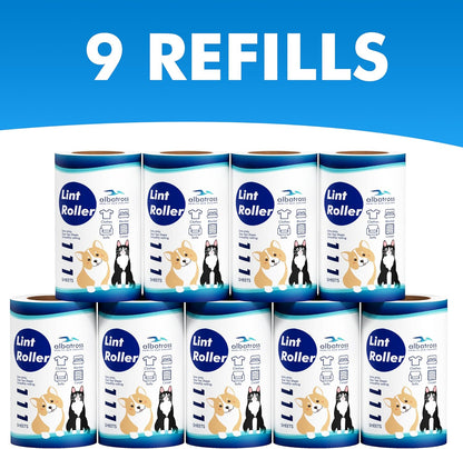 Large Lint Rollers for Carpet, 9.45'' Sticky Rollers for Floor with 360 Sheets, Extendable Long Handle Sticky Mop for Cleaning Couch, Curtains, Cars, Clothing, and Pet Hair