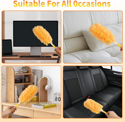 36 Pack Dusters Compatible with Swiffer Dusters for Cleaning, with 1 Handle, Multisurface 360° Dusters with 4X Microfibers, Disposable Heavy Duty Duster Refills, Helps Remove Allergens