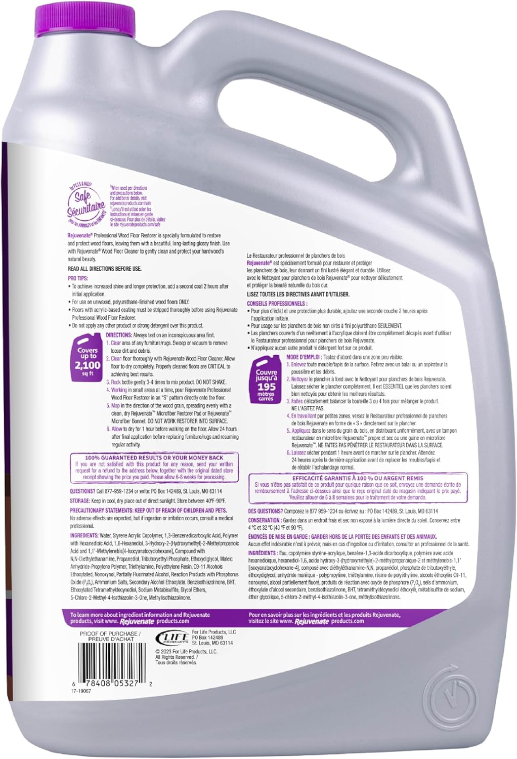 Rejuvenate Professional Wood Floor Restorer Fills Scratches, Shines And Protects Wood Flooring For A High Gloss Shine, 32 Ounces
